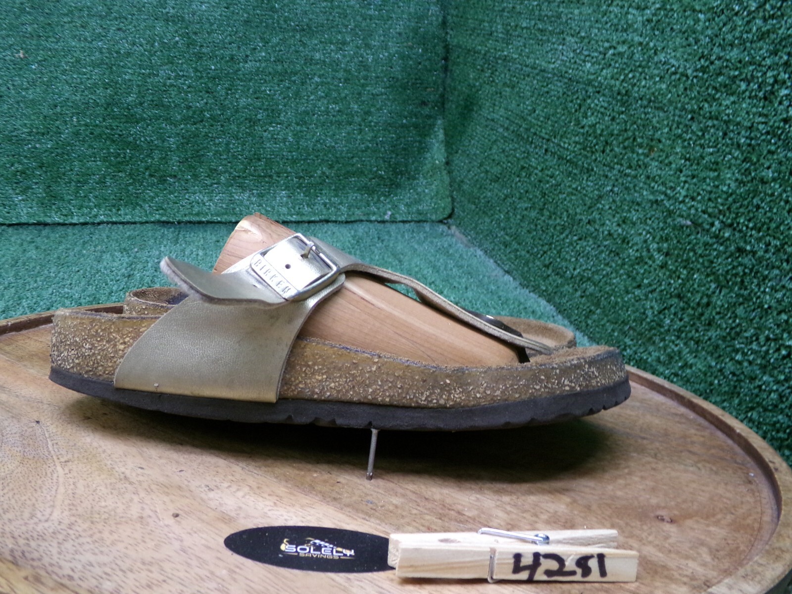 PANTOFOLA D’ORO Sandali Birkenstock donna Giza oro Birko Flor tanga slide taglia 37 US 6 reg.