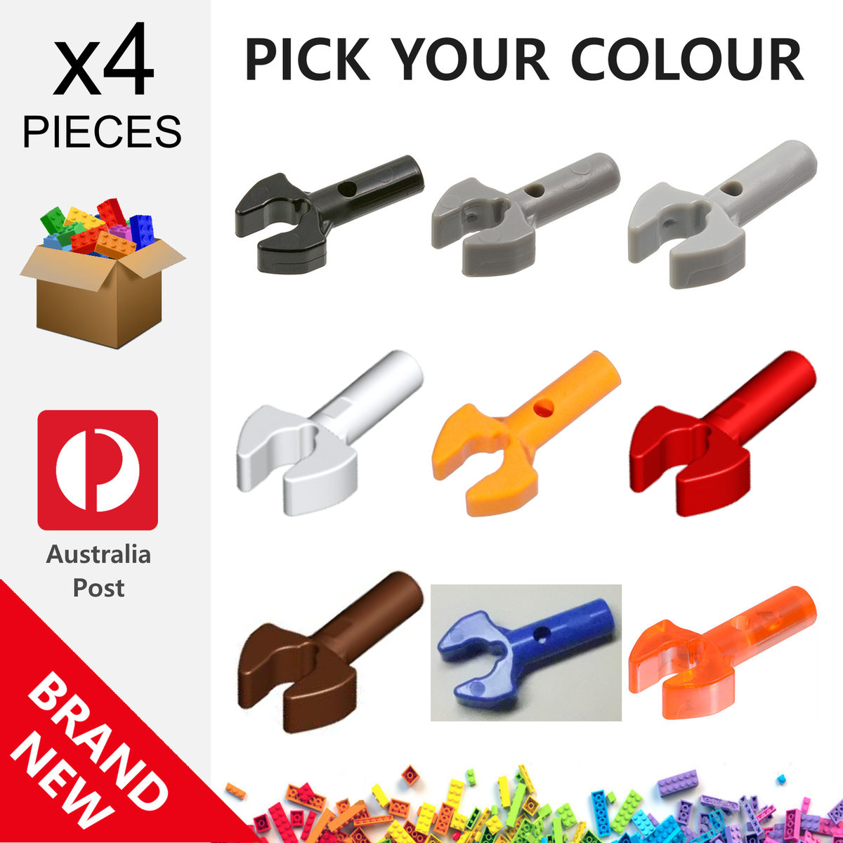 4x Genuine LEGO™ Bar 1L with Clip Mechanical Claw 48729 3484