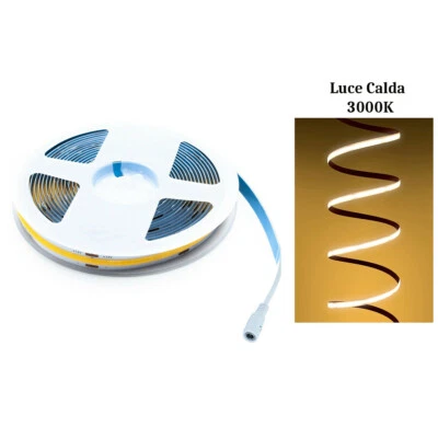 DRIWEI STRISCIA COB LED ADESIVA 5M LUCE CALDA 40W TAGLIABILE FLESSIBILE COB320 12V