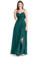 Azazie Dress 4 Jade Green Ruffled Sleeveless Full-Length Maxi Bridesmaid's Gown