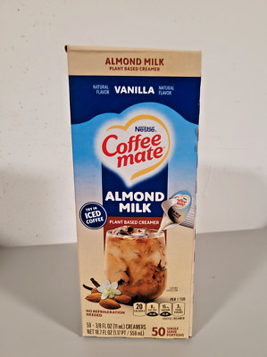 Coffee-mate Liquid Creamer Singles - Natural Vanilla (50/Box) w/ALMOND MILK