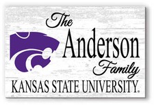 Kansas State Family Name Sign   Personalized Wood Plaque for Alumni or Graduatio