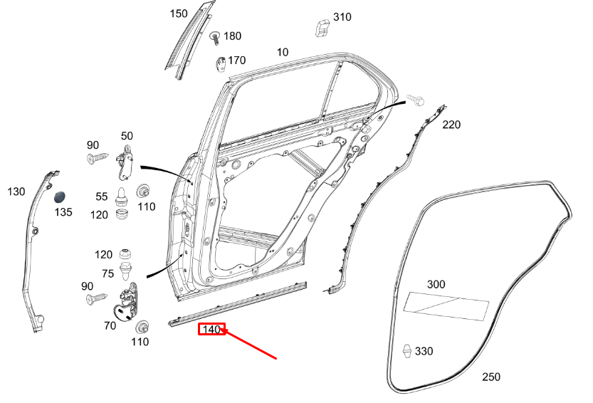 Neu MERCEDES-BENZ GLE W167 hintere rechte Tür untere Abdeckleiste A1676981200