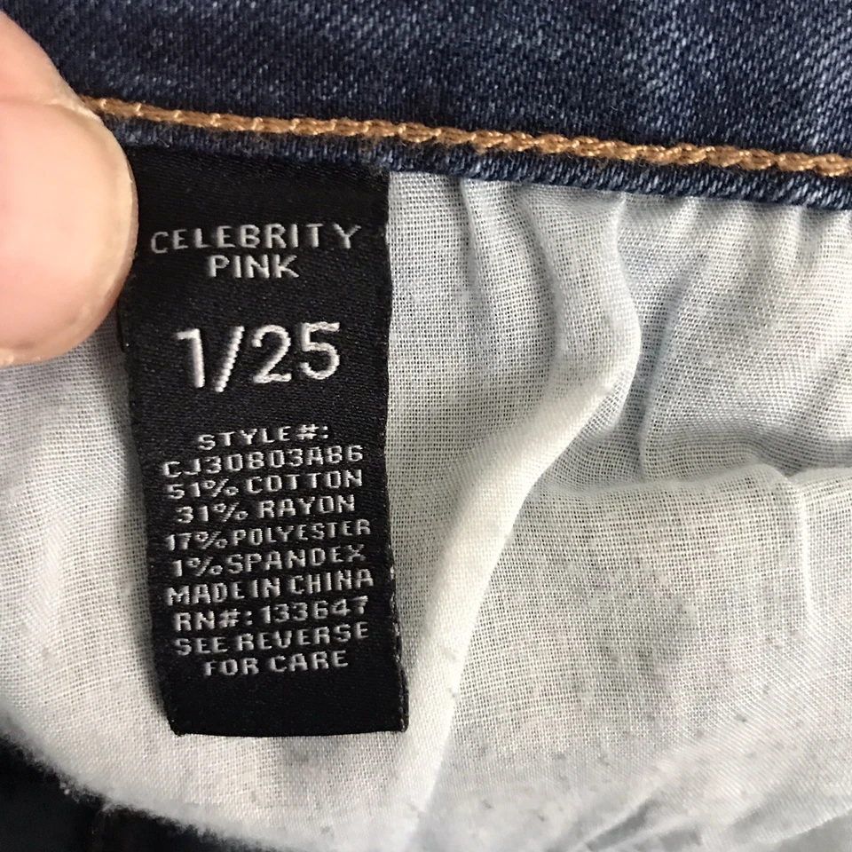 Shorts jeans rosa celebridade juniores 1/25 azul algemado cintura baixa desgastado - Imagem 4 de 4