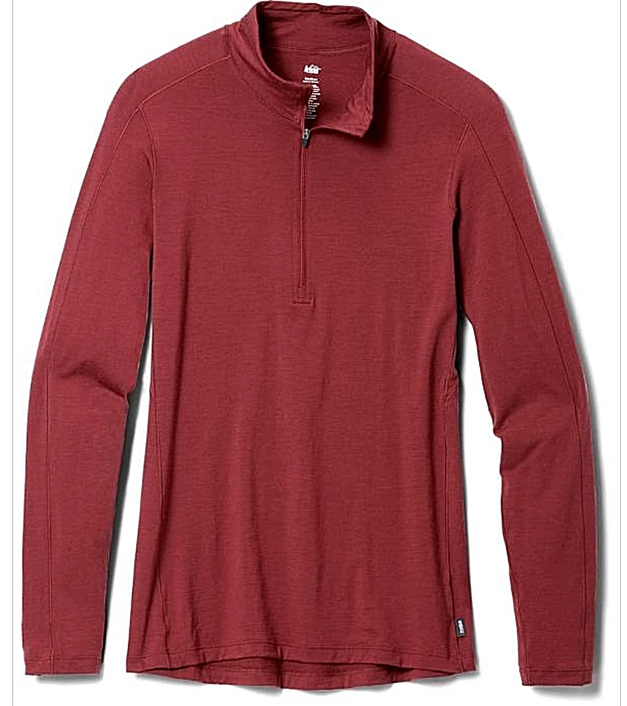 REI Co-op Merino Wool 185 Long SLE Half-Zip Base Layer Women NWT XS Shaded Sumac