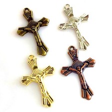 Jesus Cross Pendant Silver,Gold,Brass,Copper Charm Findings 6pcs Free Shipping