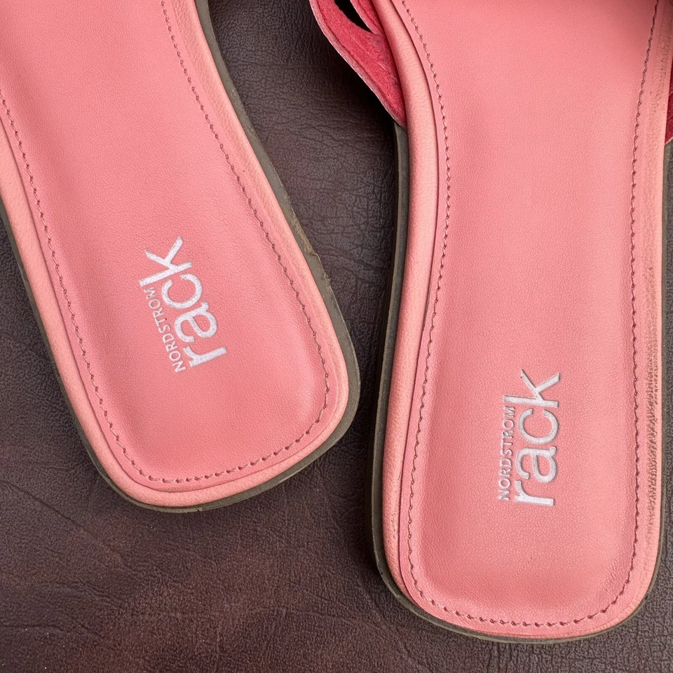 Zapatos Sandalia NORDSTROM RACK Violeta Tejido Correa Deslizable - Rosa Coral - 7.5 EE. UU. Foto 3 de 4