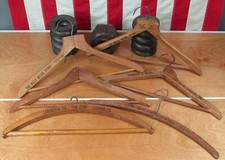 Vintage Antique Wood Clothing Hangers Group 6 Advertising Lancaster Lebanon PA.