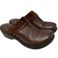 Born Women’s Brown Leather Slip On Clogs Sz 9 M