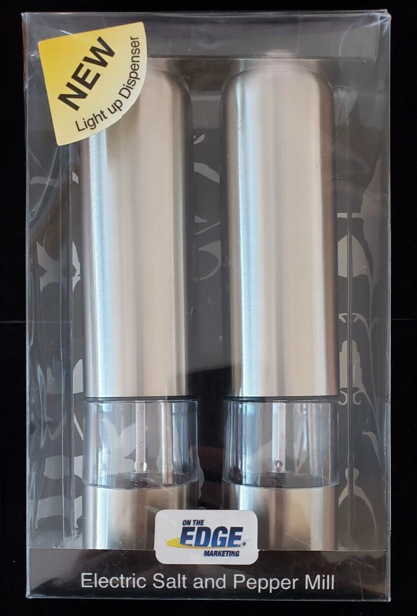 Stainless Electric Salt & Pepper Mill Dispenser w/LED Light - NEW, SEALED PKG