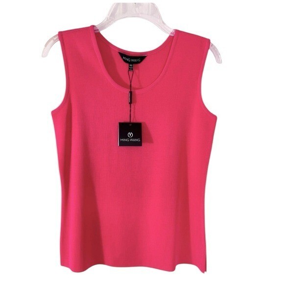 NWT Ming Wang Knit Sleeveless Tank Top Coral Size XS retail $120