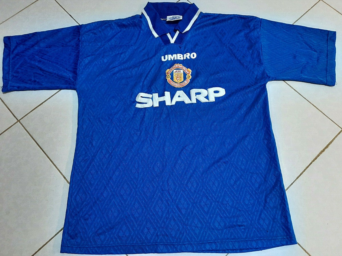 vtg Manchester United 90's blue jersey shirt Umbro L / XL