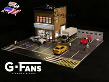 Diorama 1/64 Car Garage Model LED Lighting Car Parking Lot Scene Model Gift Toy