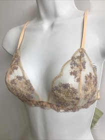 la perla bra panties set Nude Peach Lilac Floral Embroidery Nwt Size 34B