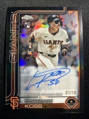 2025 Topps Chrome Update Christian Koss RC Black Refractor Auto /10 Giants