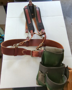 All Leather Occidental Tool Belt Harness Suspender Handyman Carpenter Extra READ