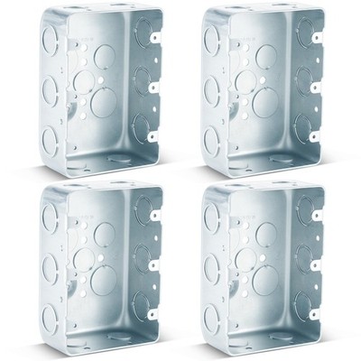 4 PCS Metal Electrical Junction Box 2-1/8 Deep Three Gang Square Galvanized