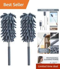 2 Pack Microfiber Duster for Cleaning, Washable, Extendable Pole, Up to 30 Inch