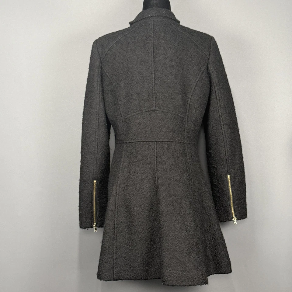 Guess Coat Womens Medium Wool Blend Military Double Breasted Gold Buttons Chic - Image 2 of 4