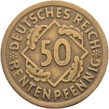 Weimar 50 Rentenpfennig 1924 A Alubronze #306