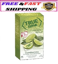 (100 Packets) True Lime Sugar Free, On-The-Go, Caffeine Free Powdered Drink Mix