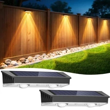 2Pack 2LED Solar Power Wall Light Outdoor Garden Waterproof Fence Deck Steps 3co