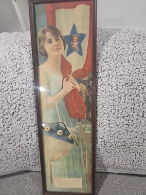 Original POMPEIAN Beauty Yard Long LIBERTY GIRL Lithograph 1919
