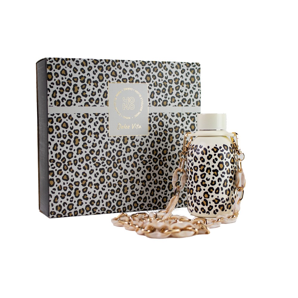 Gourde isotherme blush léopard 35 cl thermos petite taille avec chaîne