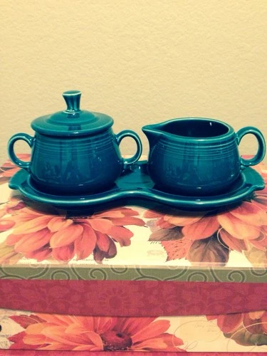 Fiestaware Juniper  Cream And Sugar Set Fiesta HLC WV USA (NEW) 1997-1999