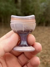 Waverly Carmel Slag Glass Eye Wash Pedestal Cup Ribbed Design~Excellent~