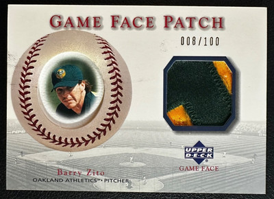 BARRY ZITO 2003 Upper Deck Game Face (Away) Game-Used 2-Color Patch 008/100