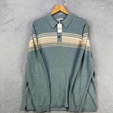 Marine Layer Merino Wool Blend Elias Sweater Polo Mens XL Blue Topaz Knit NEW