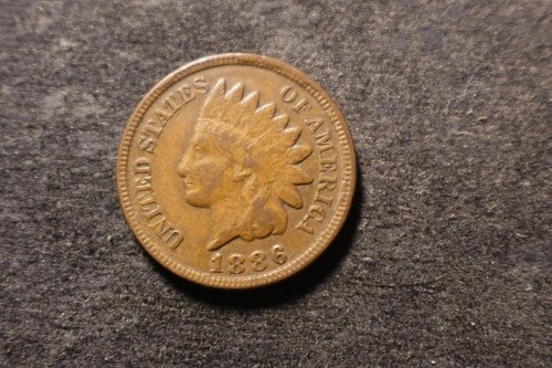 1886 F VF Brown Glossy TY2 Indian Head Cent Premium Quality WCO