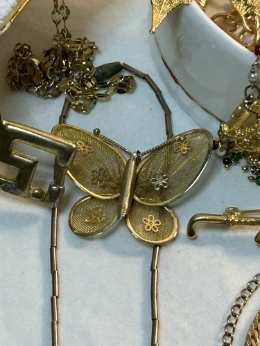 Vintage goldfarbenes Modeschmuck Konvolut: goldfarbene mystische Eule & Pfau - Bild 16 von 24