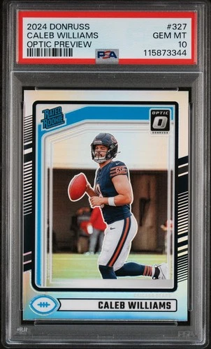 Caleb Williams 2024 Donruss Optic Preview Holo Prizm Rated Rookie PSA 10