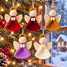 Crochet Christmas Angel Ornament, Handmade Angel Tree Decor, Holiday Hanging Dec