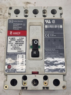 Cutler Hammer Westinghouse Series C Motor Circuit Protector 15 Amp Listing A
