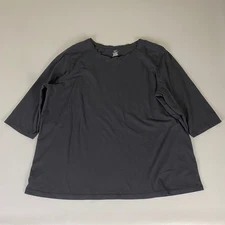 CJ Banks Top Women's Plus Size 3X Dark Gray V Neck 3/4 Sleeve Cotton Modal