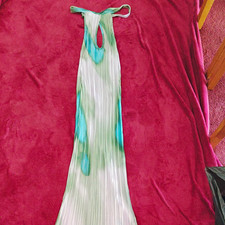 ASOS DESIGN Women’s XS Pleated Halter Maxi Dress Sleeveless Green/Blue/White