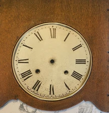 SETH THOMAS 10-1/4" Dial w/nickel bezel & oak surround VGC PAINTED DIAL