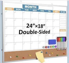 Monthly Calendar Dry Erase Board 24 x 18  