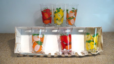 Set of 6 Vintage Luminarc Canada Fruit Drinking Glasses 12cm ~ Boxed and unused