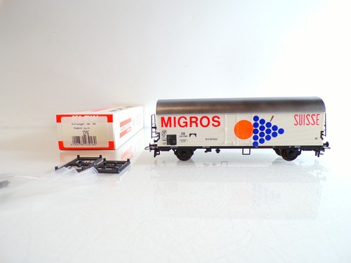 Maqueta de tren pequeña H0 3216 vagón frigorífico MIGROS de DB en embalaje original BH1140 | Zustand: Gebraucht