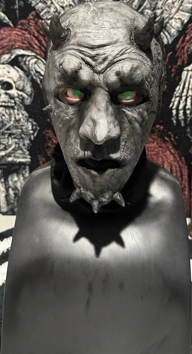Blackmatterfx demon silicone half mask with attached balaclava and straps horror