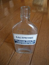 Vintage MEDICINE FLASK - Saltpetre - MILBOURN DRUG COMPANY
