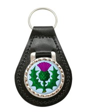 Scottish Thistle Leather Key Fob