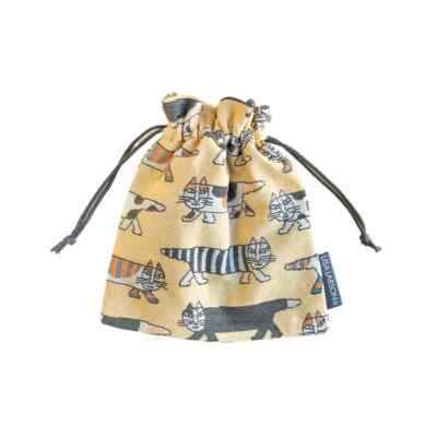Lisa Larson Jacquard Drawstring Pouch ''Lots of Cat Beige'' 26x23cm JP Limited