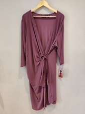 QVC Nina Leonard Half Sleeve Wrap Front Dress Size 4XL Purple