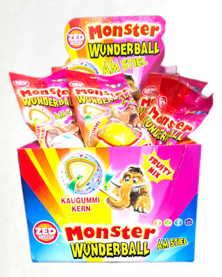 Zed Candy-Monster Wunderball Am Stiel mit Kaugummikern 16 Stück 960g Fruity Mix