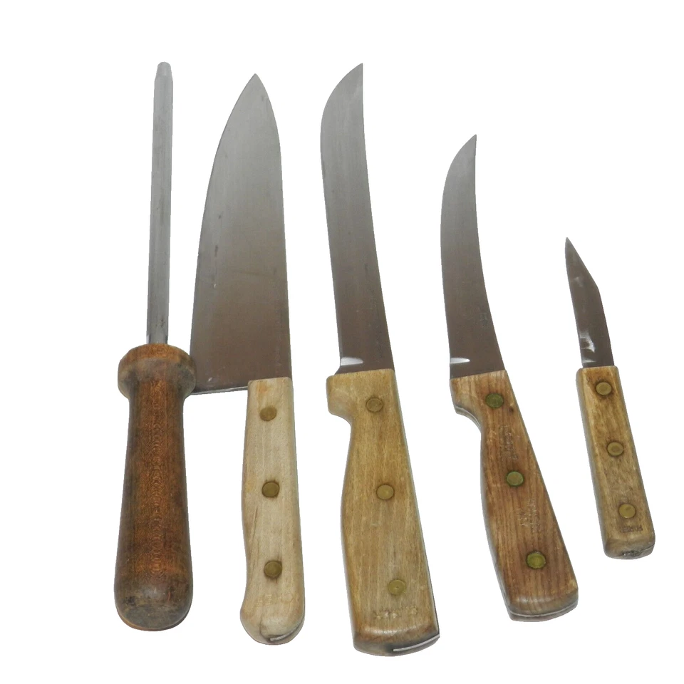 Juego de 5 cuchillos de madera vintage Washington Forge Yorktowne con bloque Foto 4 de 4